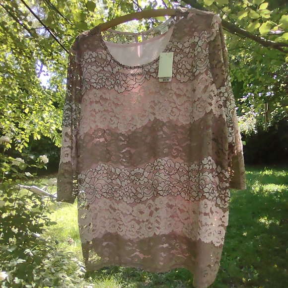 Stunning Floral Lace Top with Attached Pink Tank - Christopher & Banks, 2X - Picture 7 of 7